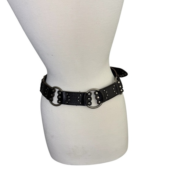 Betsey Johnson Black Leather Studded Concho Belt With Copper Rings Medium main image 5